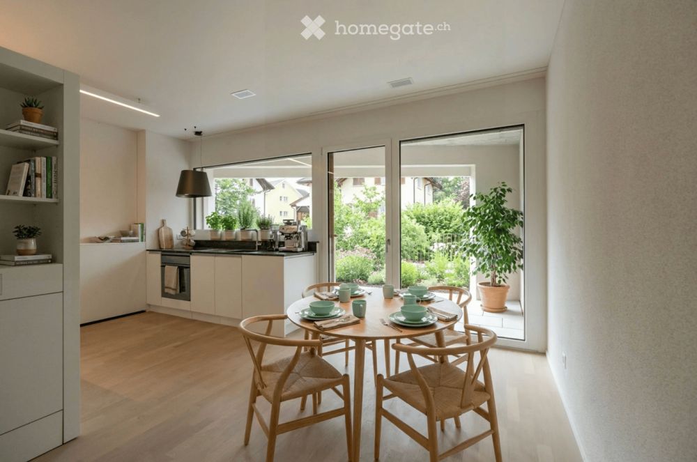 Moderne 1.5 Zimmer Neubauwohnung mit extrem viel Stauraum, Terrasse und Blick ins Grüne - Bild 1