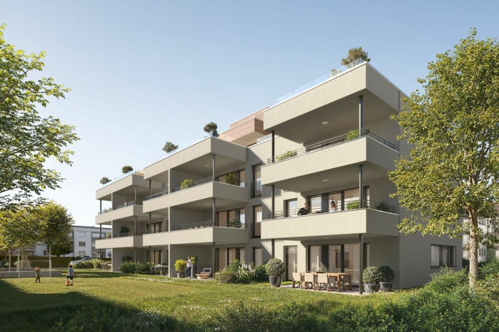 Erstbezug - Moderne 2½ Zimmer-Wohnung in ruhigem Quartier - Gebäude mit Umgebung