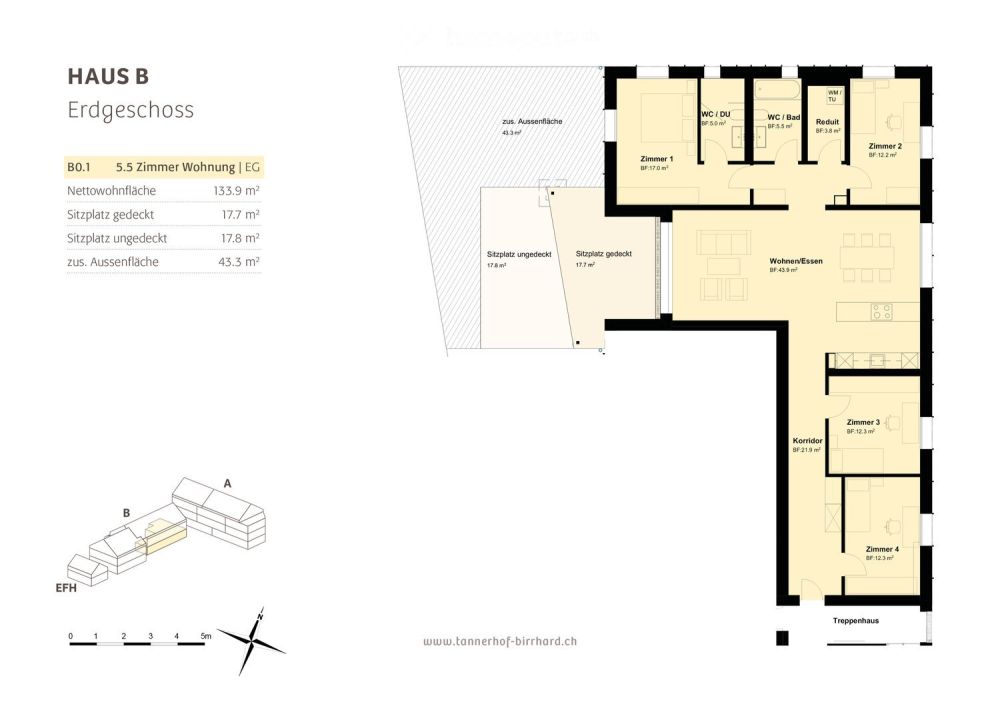 Moderne 5.5 Zimmer Eigentumswohnung mit grossem Sitzplatz - Bild 12