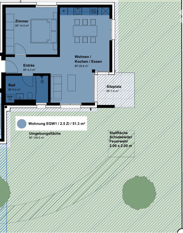 Moderne 2.5-Zimmer-Neubauwohnung (Erstbezug) mit grossem Garten beim Hubertus - Bild 7