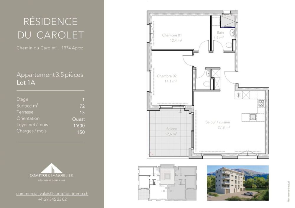 Schöne 3.5 Zimmer mit 13 m² Terrasse in einem neuen kleinen Gebäude in Aproz - Bild 4