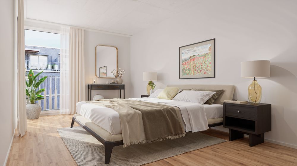 Manegghof  Wohnen mit Service ab 55 Jahren+ - Schlafzimmer (Mustervisualisierung)