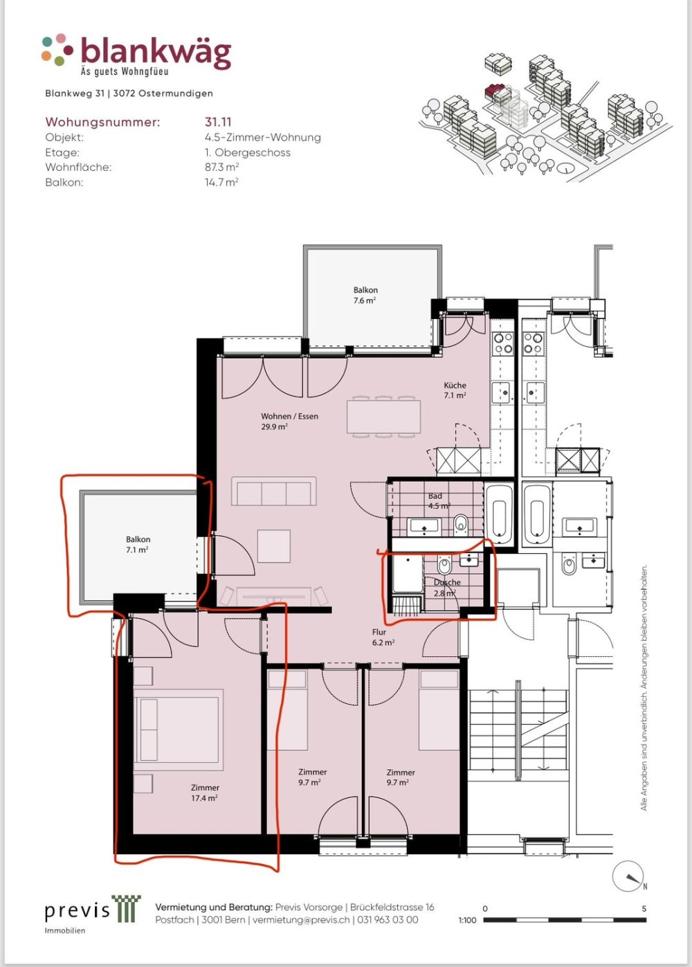 Modernes WG-Zimmer mit eigenem Bad & Balkon in Ostermundigen - Bild 2