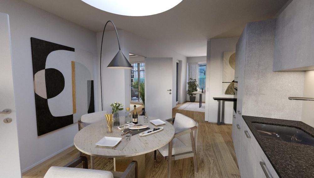 Moderne 2.5-Zimmer-Neubauwohnung mit atemberaubender Seesicht - Wohnzimmer