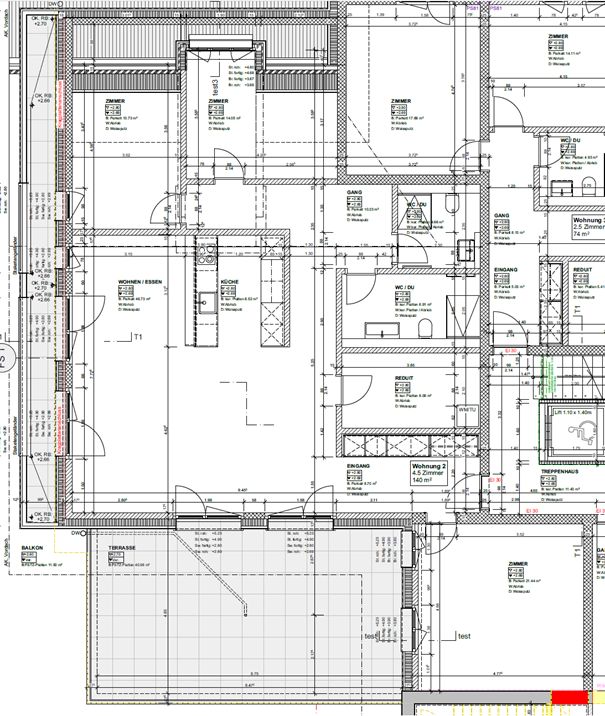 Erstbezug moderne 4.5-Zimmer-Wohnung in Bachs - Grundrissplan Whg 202