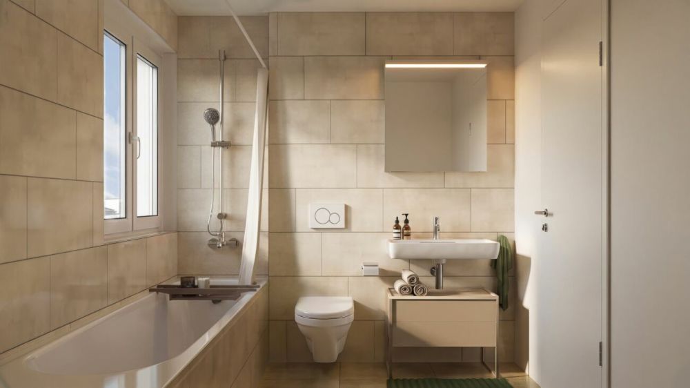 Erstbezug Etzelhof: Naturnah wohnen - Bad mit Badewanne