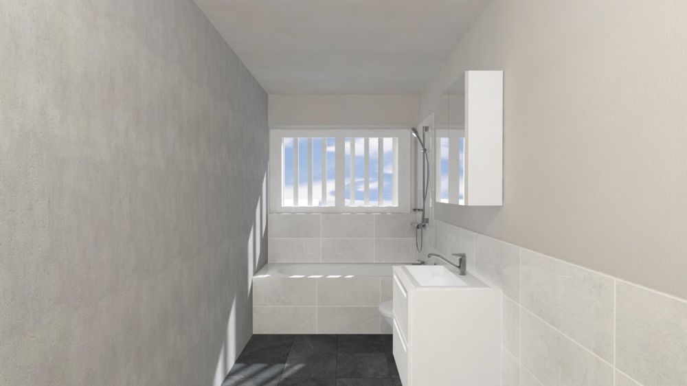 Ihr neuer Lebensraum: modern, grün, vernetzt - Visualisierung Bad (Musterbild)