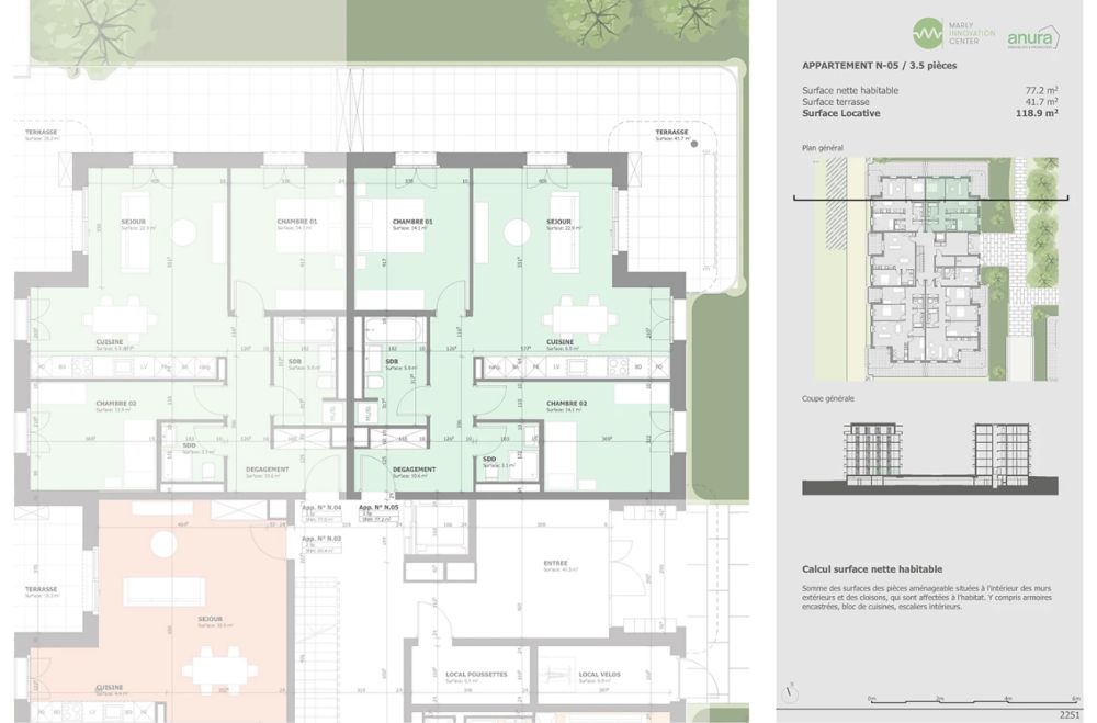Neue 3.5-Zimmer-Wohnung zur Miete in Marly - Plan
