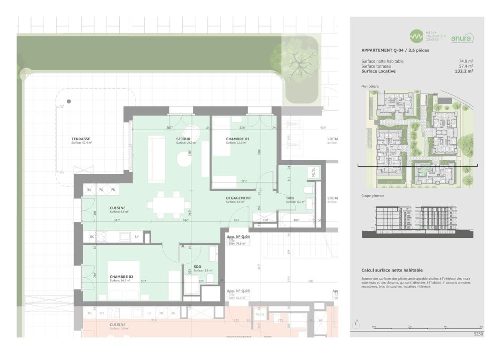 Schönes 3.5-Zimmer-Apartment zur Miete in Marly! - Plan