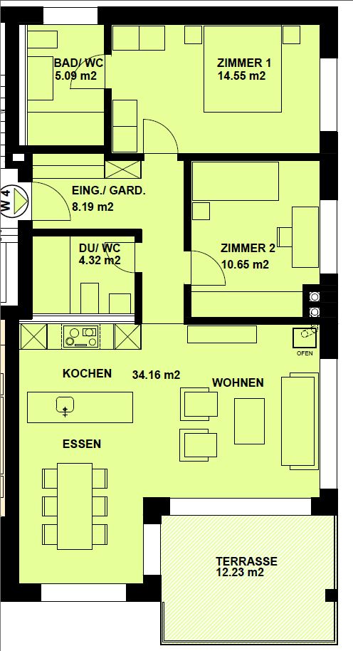 3.5 Zimmer-Neubauwohnung mit atemberaubender Aussicht - Grundriss