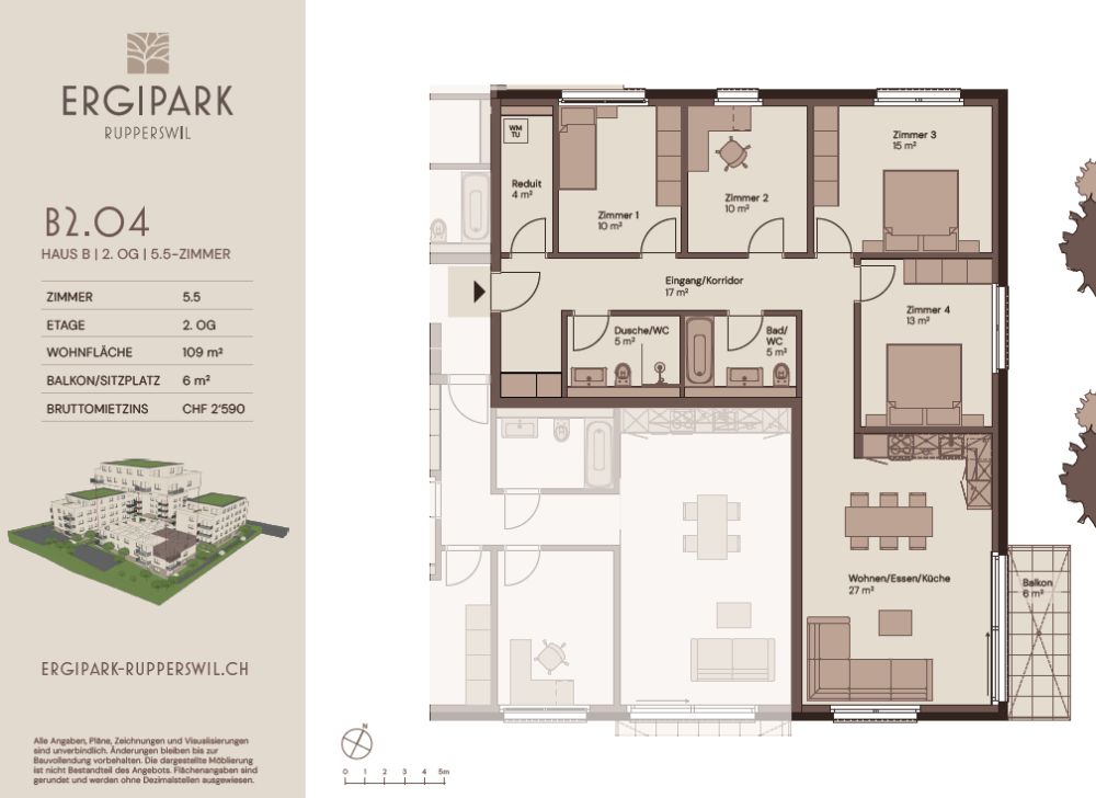 Stilvolle 5.5-Zimmer-Wohnung mit durchdachtem Grundriss - ERGIPARK - Bild 10