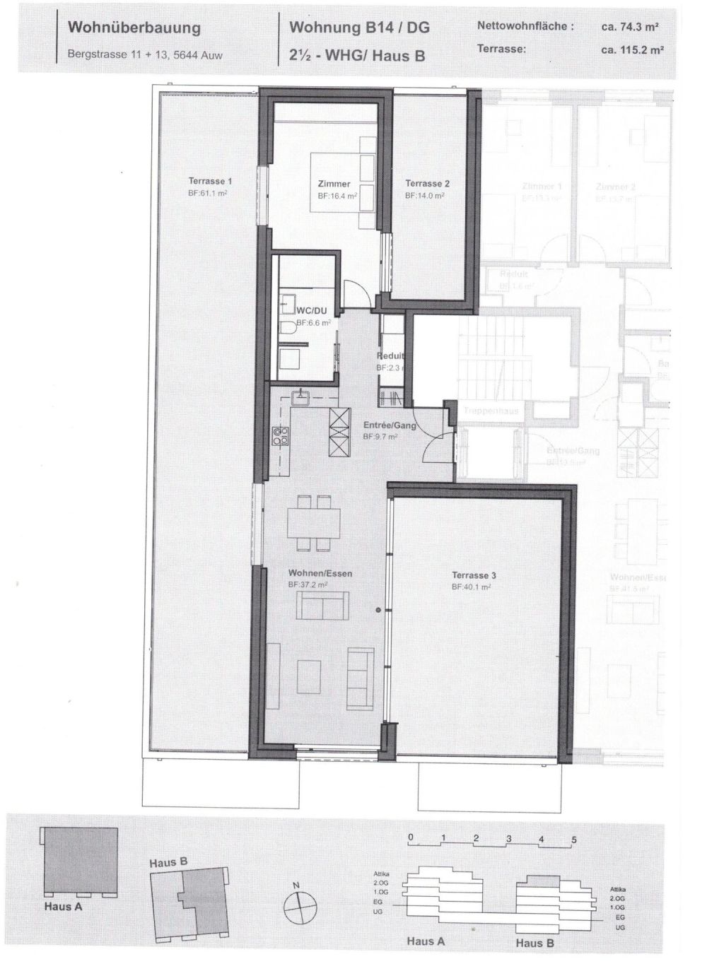 Moderne 2.5-Zimmer-Dachwohnung mit Terrassen in Auw - Bild 1