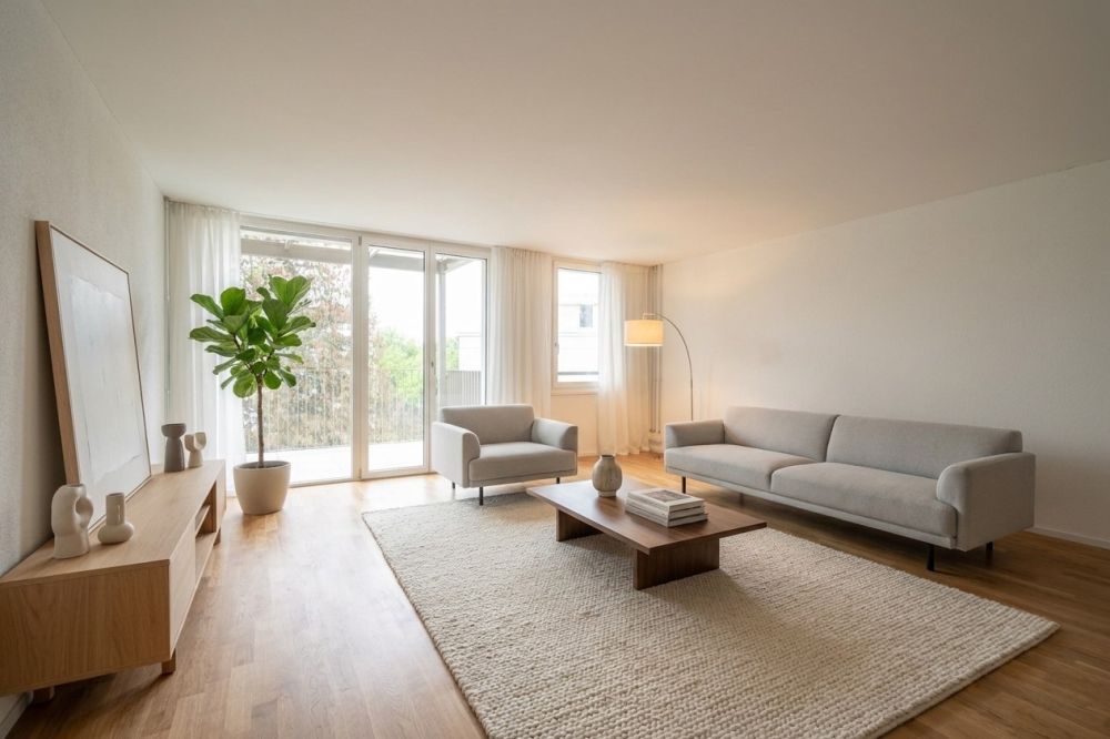 Moderne 3.5-Zimmer-Wohnungen im AVES - Das Nest für Stadtvögel - Wohnzimmer
