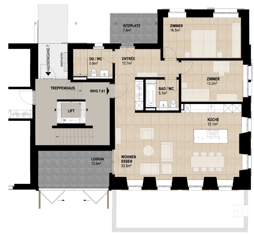 Erstvermietung 3 1/2-Zimmerwohnung im umgebauten Altbau mit 2 Balkonen - Bild 6