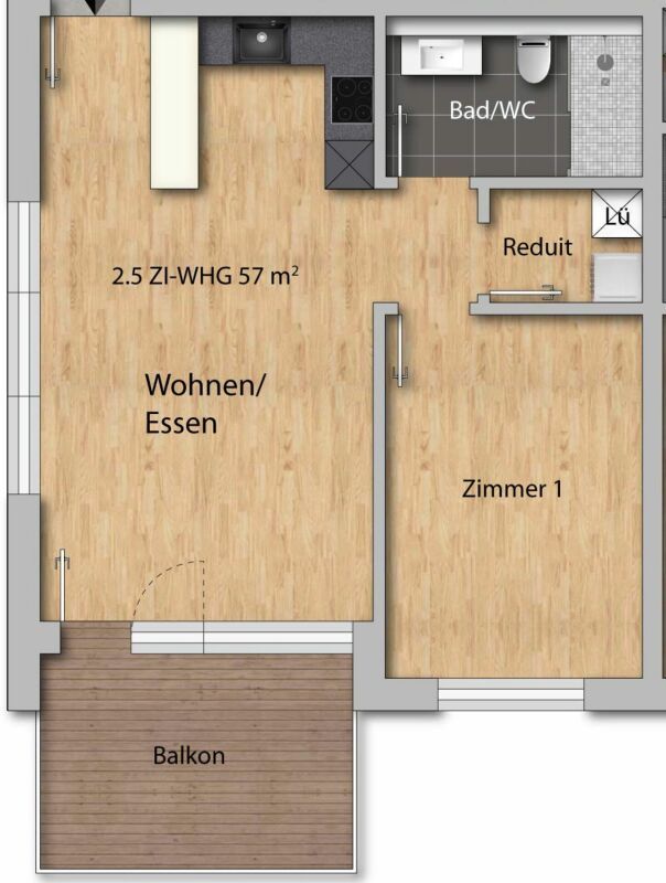 Upgrade your Living! 2½-Zimmer-Wohnung mit hohem Ausbaustandard und vielen Extras (Bezug Februar 2027) - Grundrissplan Wohnung Nr. 2.1