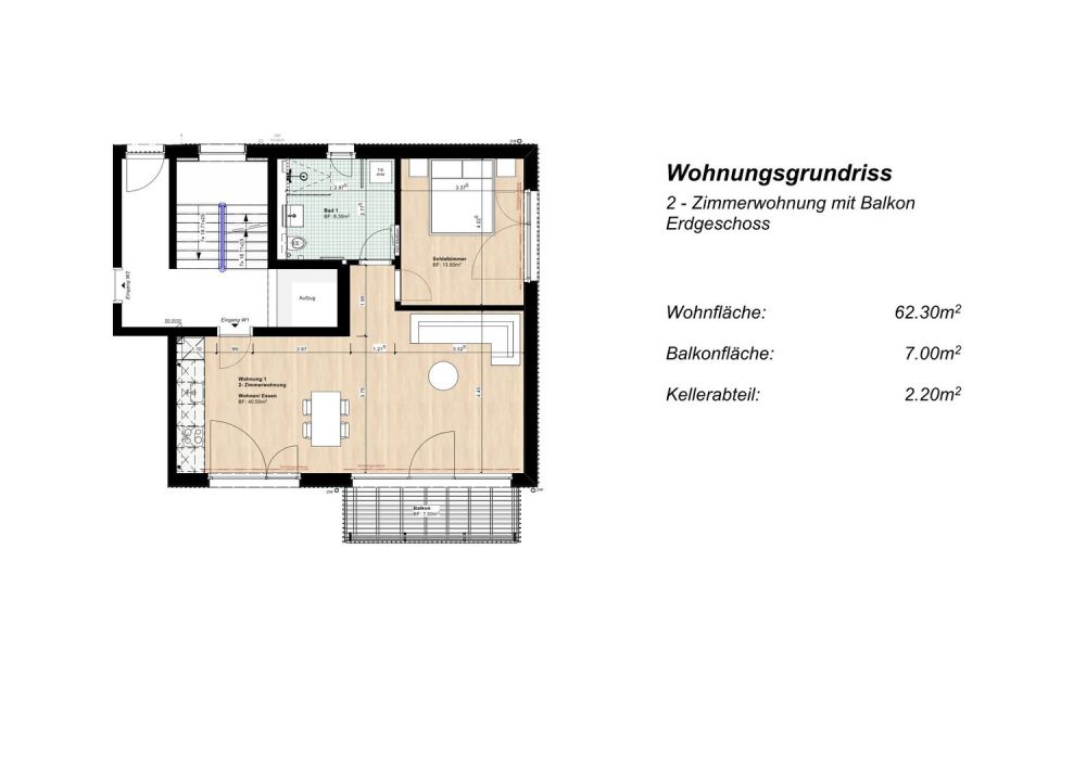 2-Zi Neubauwohnung mit Balkon - W1 - Bild 3