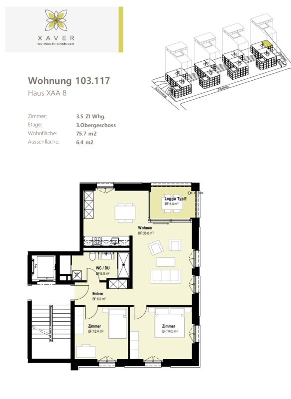 Xaver-Areal, Binningen - moderne 3 1/2-Zimmerwohnung zu vermieten Kopie - Bild 11