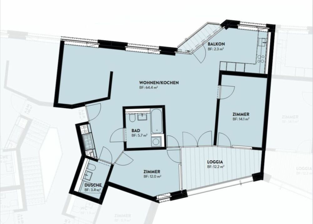 Raumhohe Wohnung im Neubauprojekt "Chrüzacher" - Bild 2