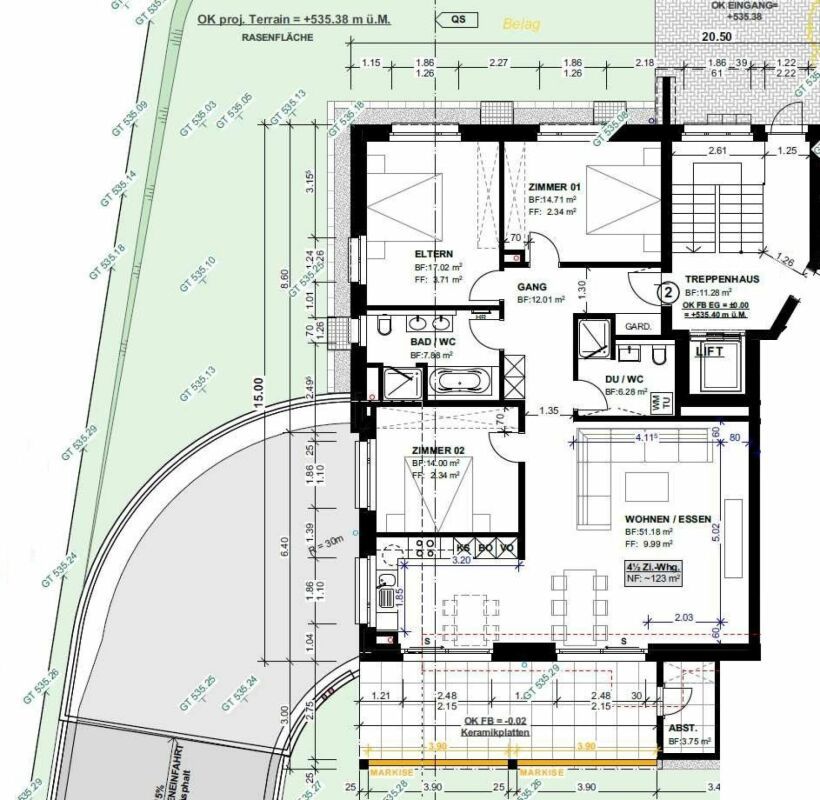 Zu vermieten 4½ Zi.-Erstbezugswohnung an der Käsernstrasse 9 in 8355 Aadorf - Erdgeschoss Wohnung 2