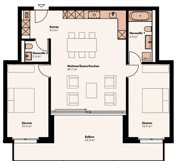 Exklusive 3.5-Zimmer-Neubau-Designerwohnung in der Stadt Zug - Bild 5