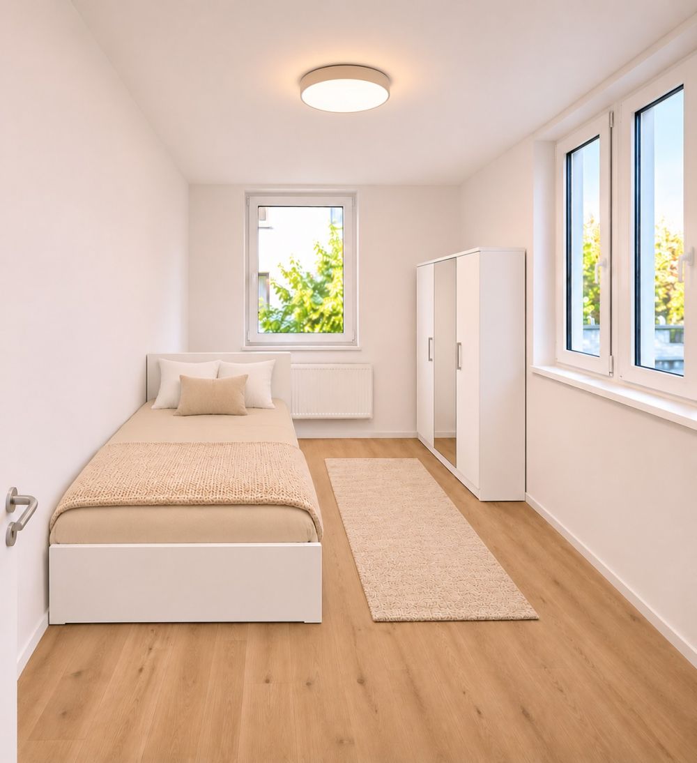 Helle, möblierte Einzelzimmer in frisch totalsanierter Wohnung - Bild 1