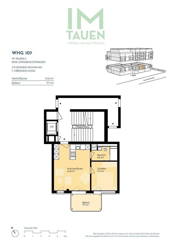Moderne 2-Zimmerwohnung in Unterengstringen! - Grundriss