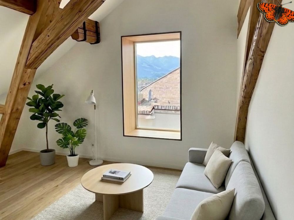 Magnifique loft au coeur de Bulle - Salon agencé par l'IA