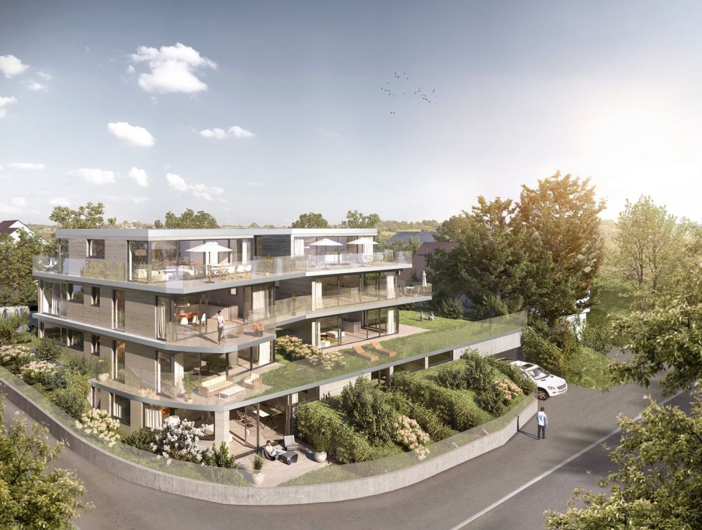 Luxus Wohnung im 1. OG mit Balkon und Weitsicht bis in die Alpen - Bild 1