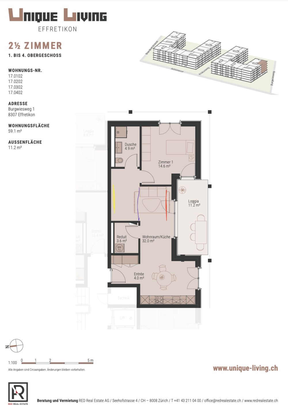 Moderne 2.5-Zimmer-Neubauwohnung mit Bergsicht  4 Min. zum Bahnhof Effretikon - Bild 12