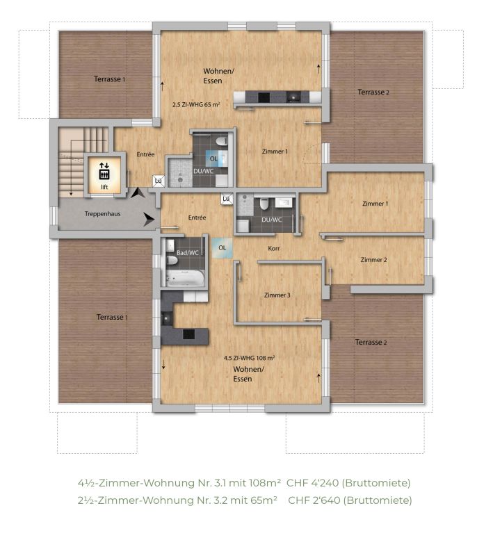 Upgrade your Living! 2½-Zimmer-Wohnung mit hohem Ausbaustandard und vielen Extras (Bezug Februar 2027) - Grundrissplan Attikageschoss