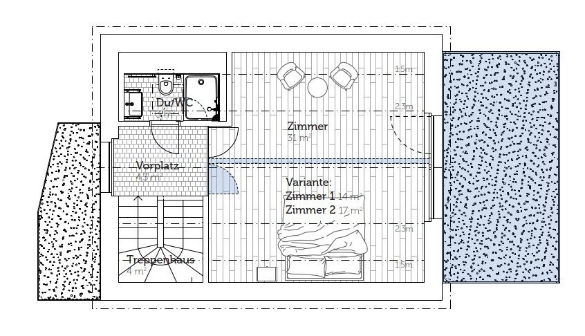 Erstbezug: 4.5 Zimmer-Reiheneinfamilienhäuser im Minergie-Standard - Grundrissplan Dachgeschoss