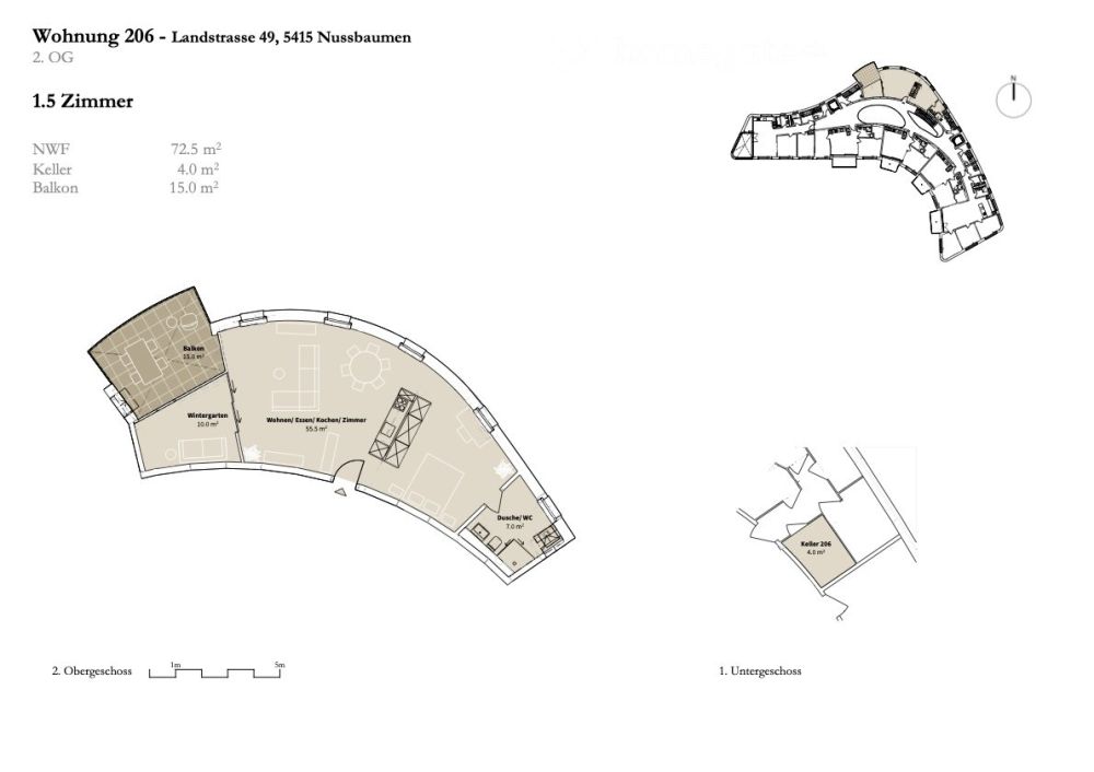 1.5-Zimmer-Neubau-Wohnung (Loft) mit Balkon in Nussbaumen AG - Bild 5