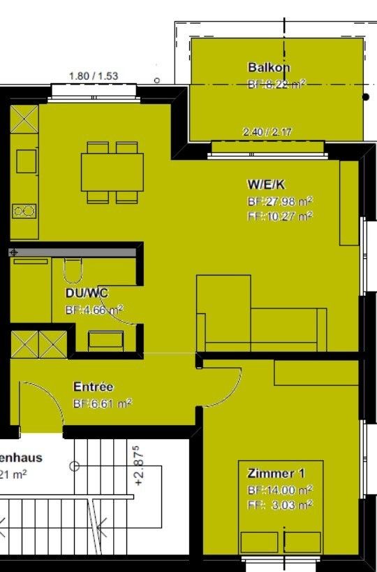 Moderne 2.5 Zimmerwohnung an zentraler Lage  Nähe Bahnhof - Grundrissplan
