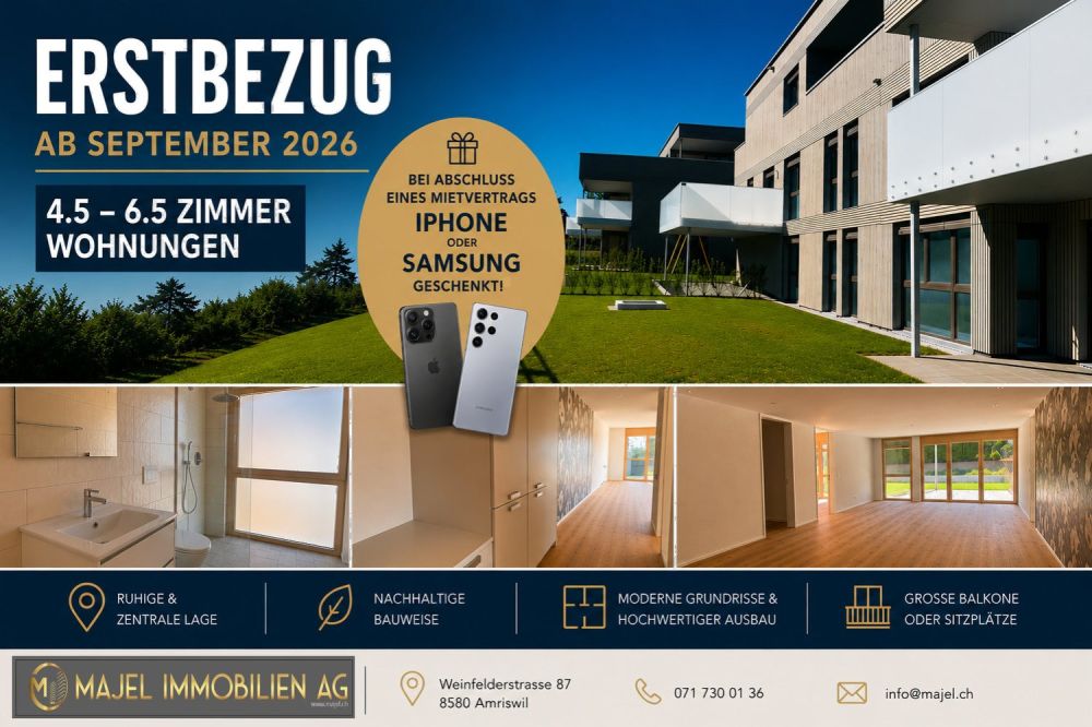 Grosszügige 4.5-Zimmer Attika Neubauwohnung an ruhiger Lage in Erlen mit grosser Attika-Terrasse - Bild 1