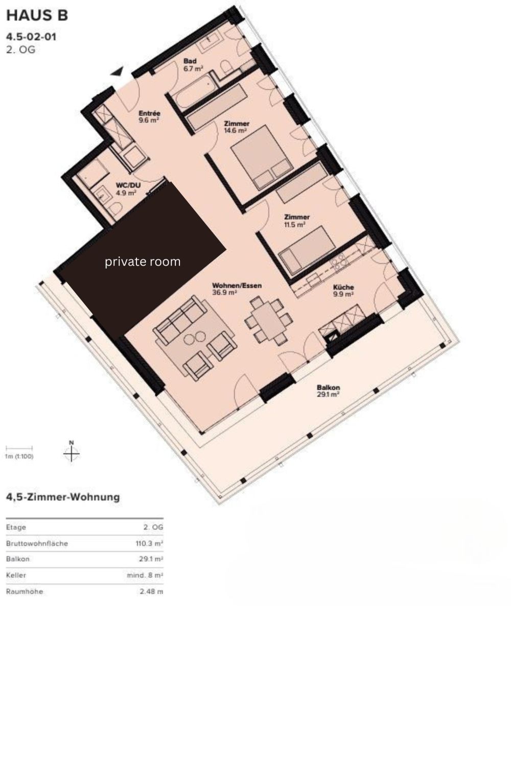 3½ ZI-WOHNUNG IN THALWIL (ZH), MÖBLIERT, TEMPORÄR - Bild 9