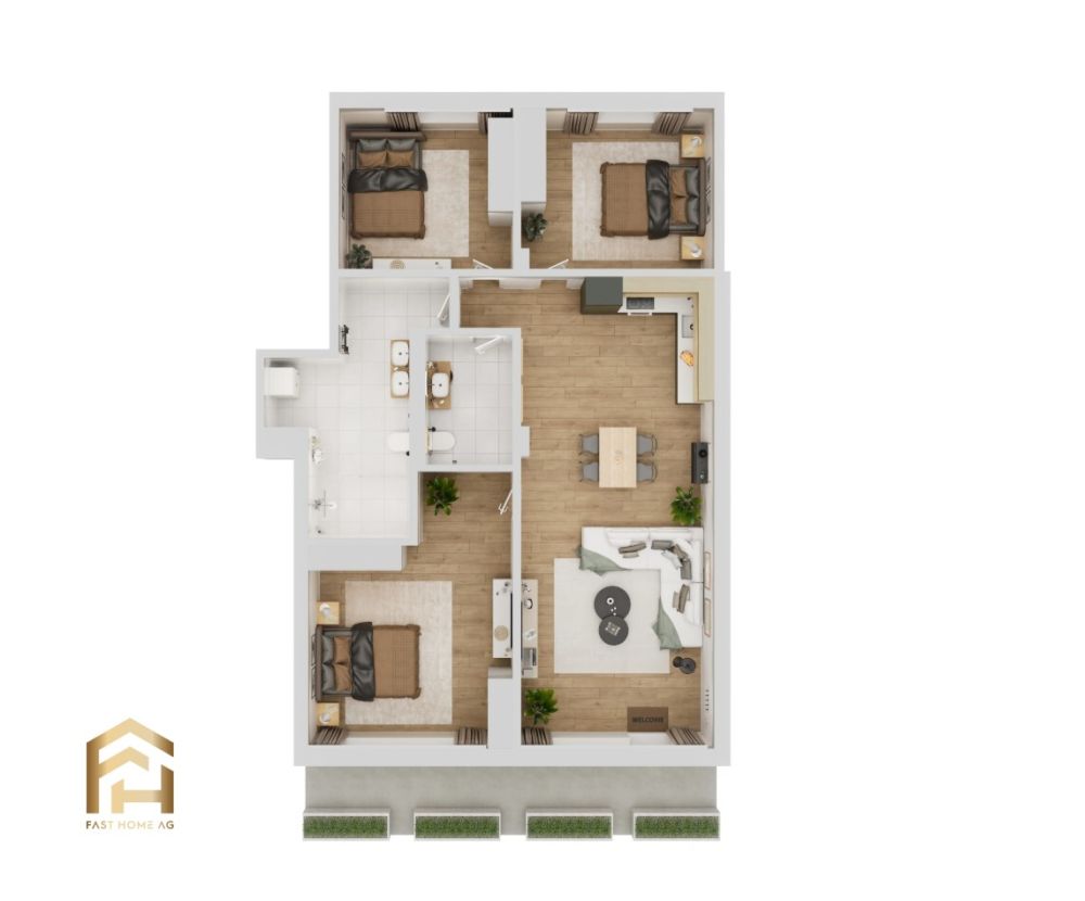 Modernes WG-Zimmer in 4.5-Zimmer-Wohnung in Naters - 4.5 ZWG