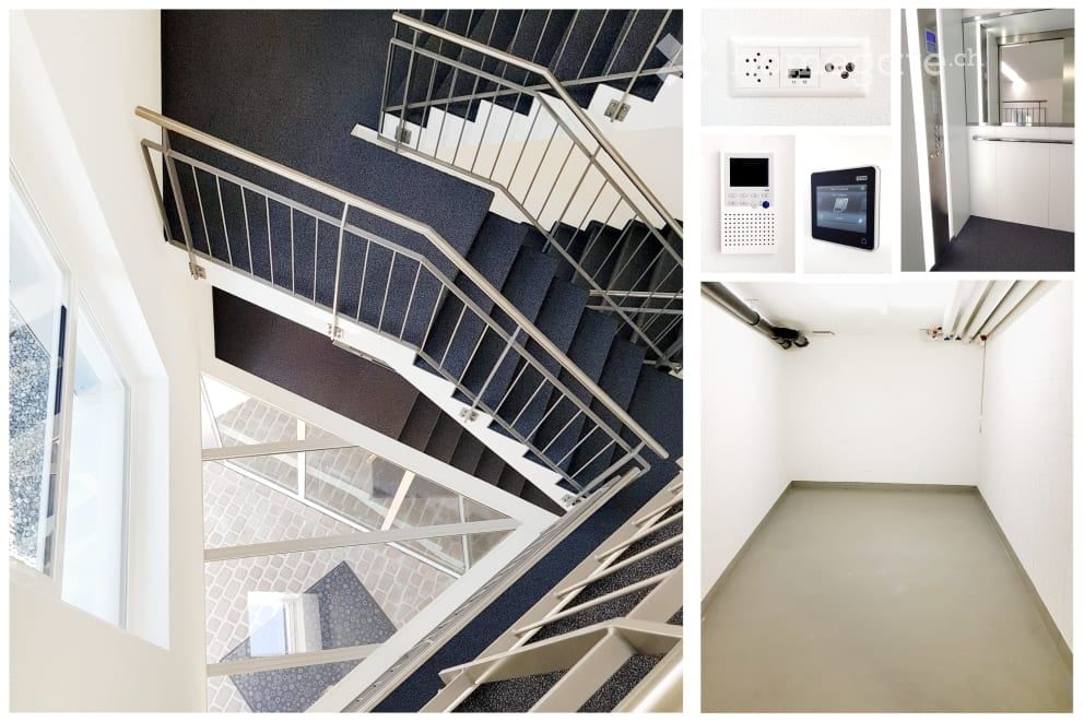 Sehr grosse, exklusive Wohnung mit modernem Einfamilienhaus-Charakter - Helles Treppenhaus, Lift, grosser Keller, automatisch zu öffnende Dachfenster und Video-Gegensprechanlage
