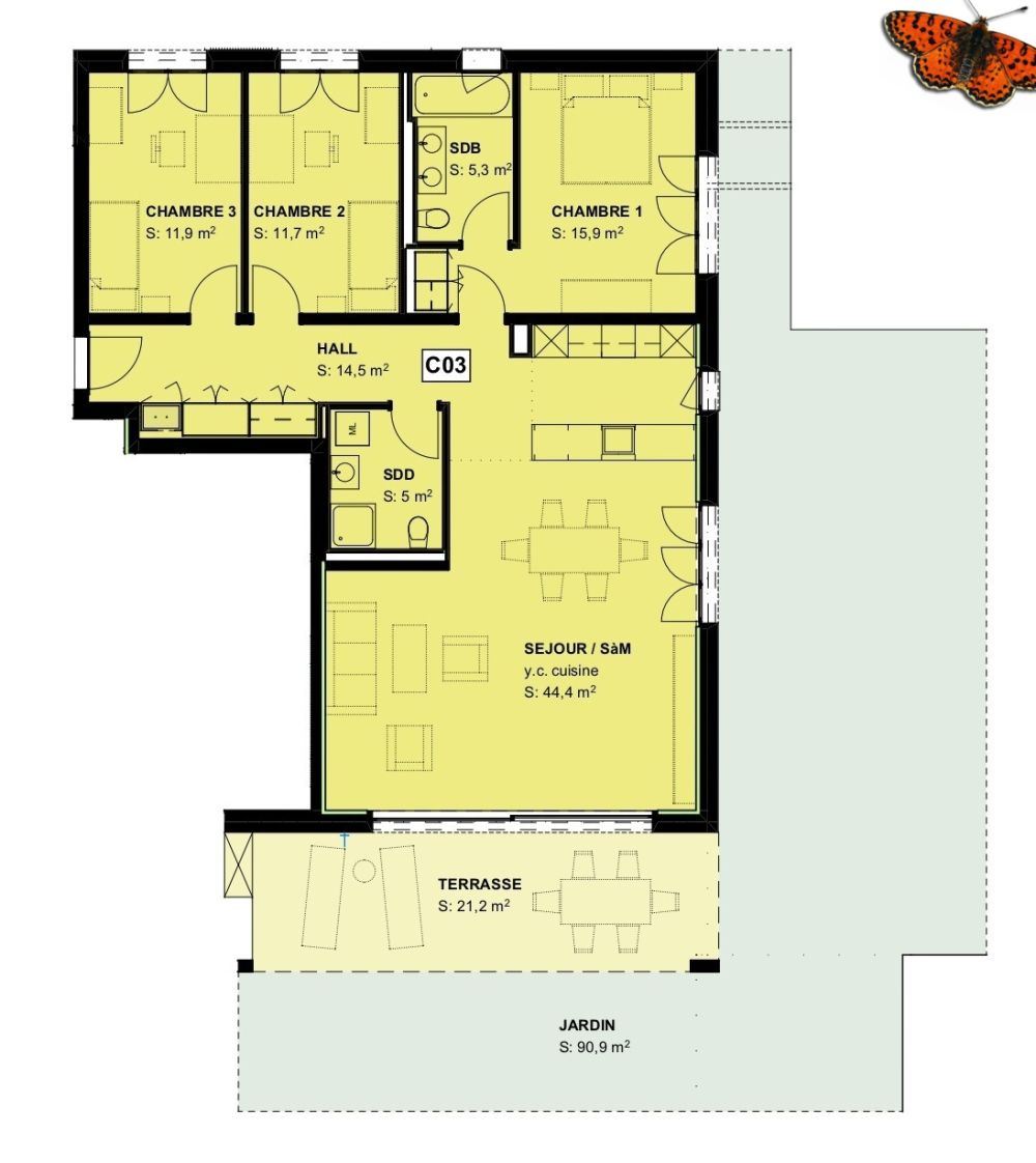 VAURLUZ - PROMOTION APPARTEMENTS NEUFS - 4 ½ PIECES - plan