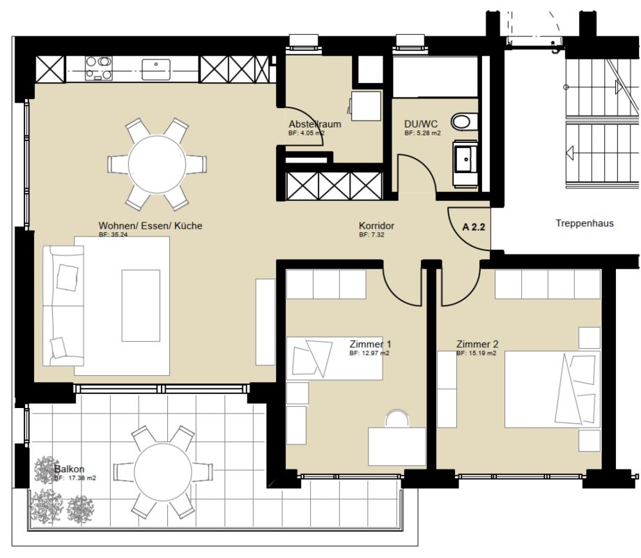 3.5-Zimmerwohnung (Baujahr 2025) im Hänsi 5 - Grundriss