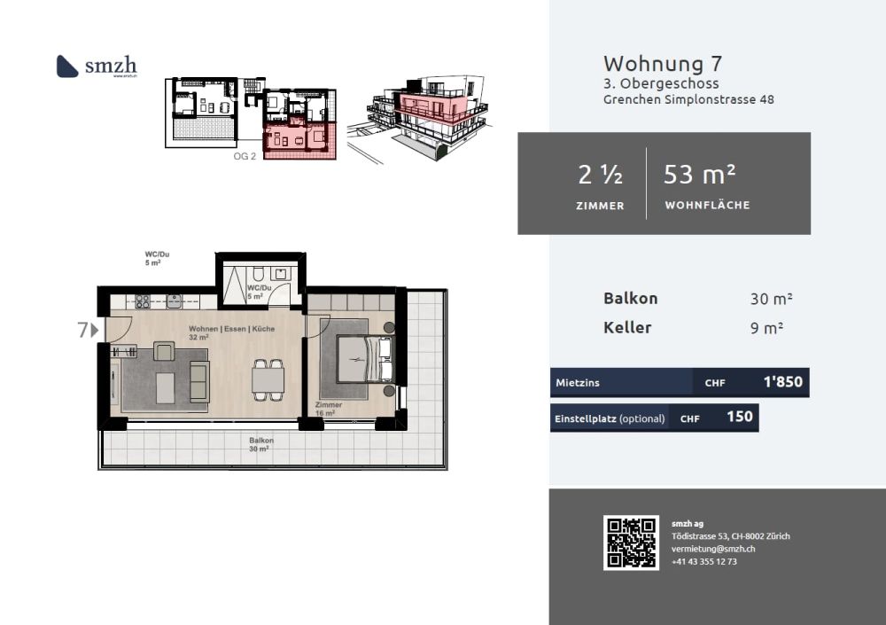 2.5-Zimmer-Stadtwohnung mit grossem Balkon in Grenchen - Bild 2