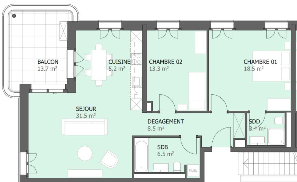 Prairie 5 - Appartement 3.5 pièces au 4ème étage - Bild 9