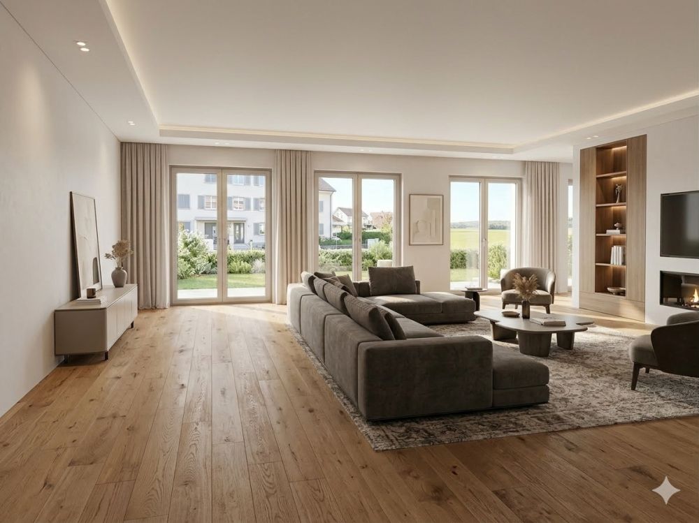 Erstbezug moderne 4.5-Zimmer-Wohnung in Bachs - Visualisierung Wohnbereich