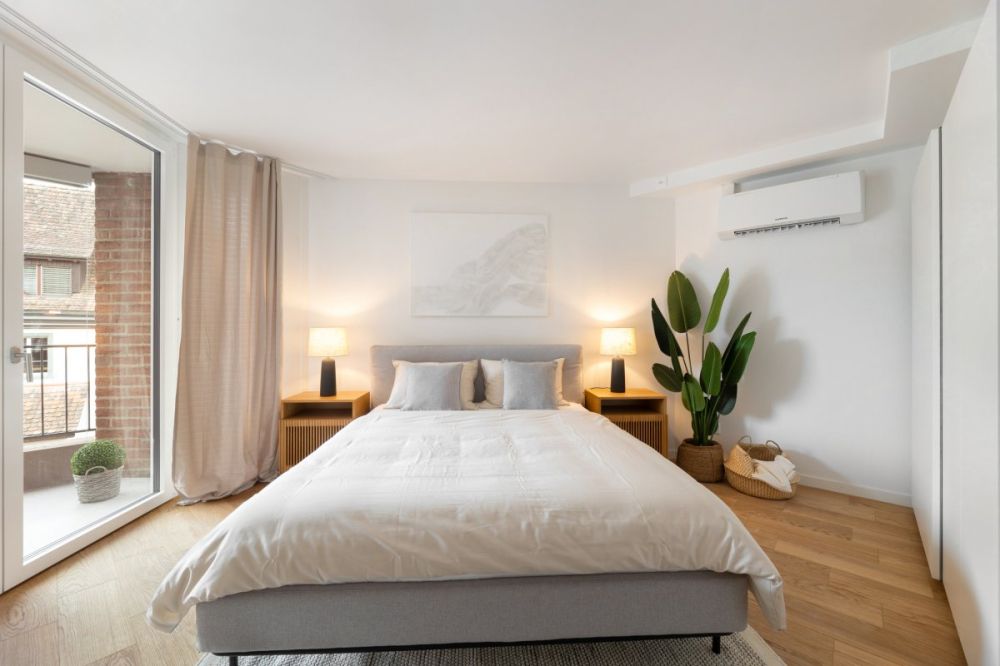 Klimatisierte 2.5 Zimmerwohnungen mit Concierge, Fitness und Pool - Schlafzimmer