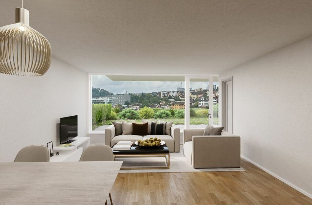 Ihre Traumwohnung beim Rhein und in Gehdistanz zum Bahnhof - Die Wohnqualitäten der neuen 3,5 Zimmerwohnung mit Fernsicht und Abendsonne in Flurlingen mit Terrasse und Gartensitzplatz