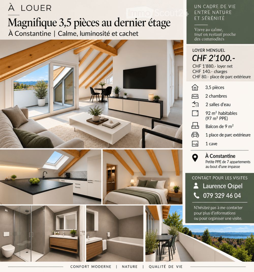 Charmant appartement de 3.5 neuf, charme, lumière et tranquilité entre 2 lacs - Bild 1