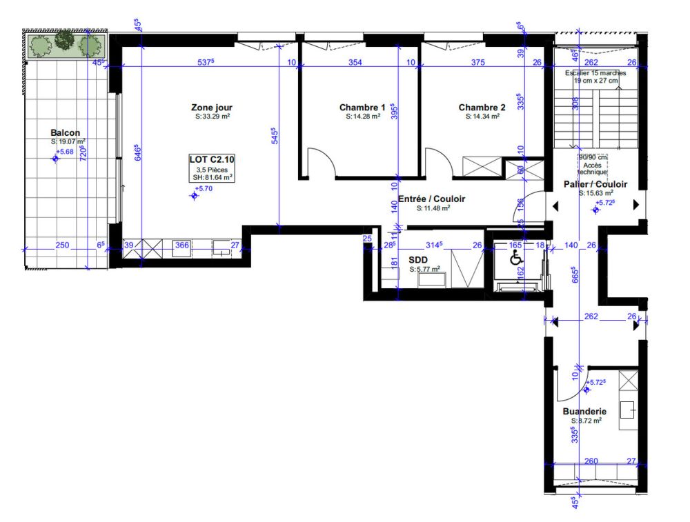 Attique 3.5 pièces neuf - Bild 8