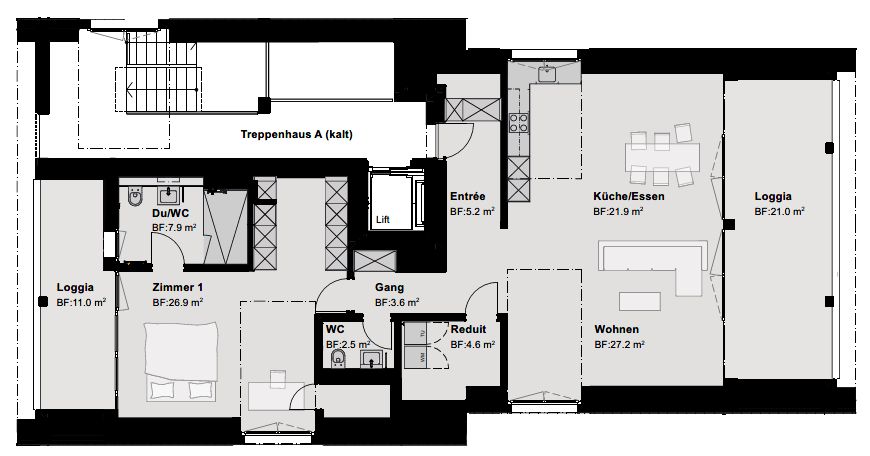 Hochwertige Neubauwohnungen im Herzen von Dachsen - Grundriss A.3.1