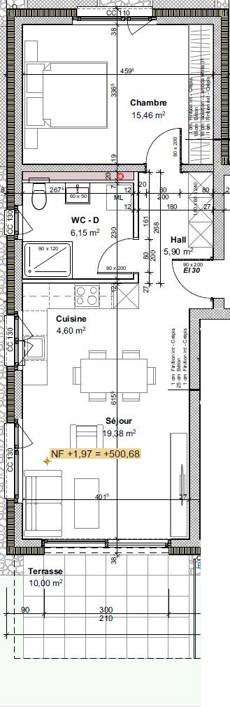 Sehr schönes neues 2.5-Zimmer-Apartment im Erdgeschoss - Plan
