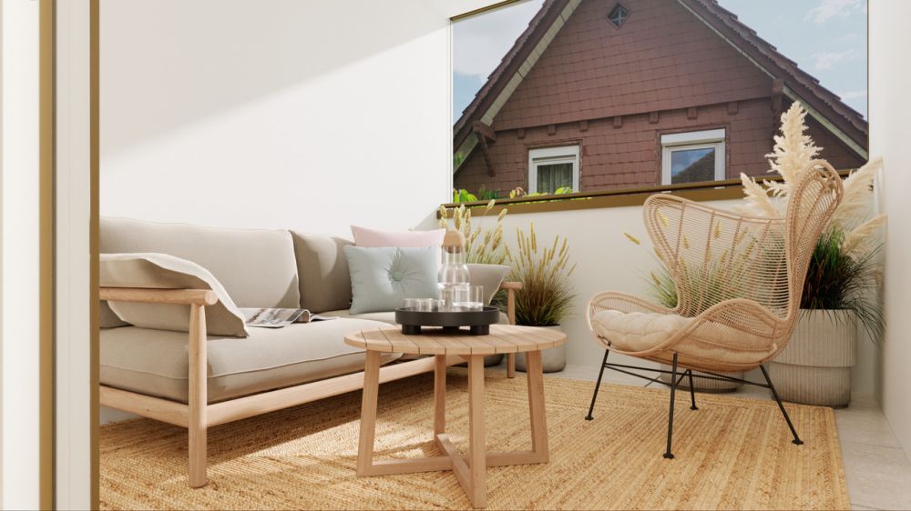 Hochwertige 3.5 Zimmerwohnung mit zwei Badezimmer und zwei Loggien - Gedeckte Loggia Richtung Westen