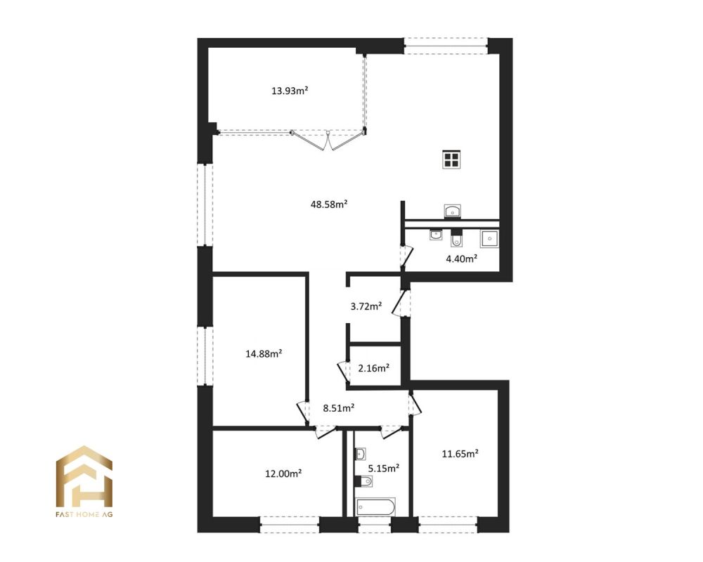 Hochwertige 4.5 Zimmerwohnung im 2. OG in Ried-Brig - 2D Plan